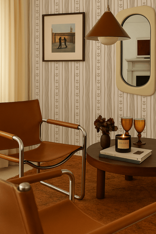 Daisy Chain Stripe Wallpaper, beige and tan - mosswell.us