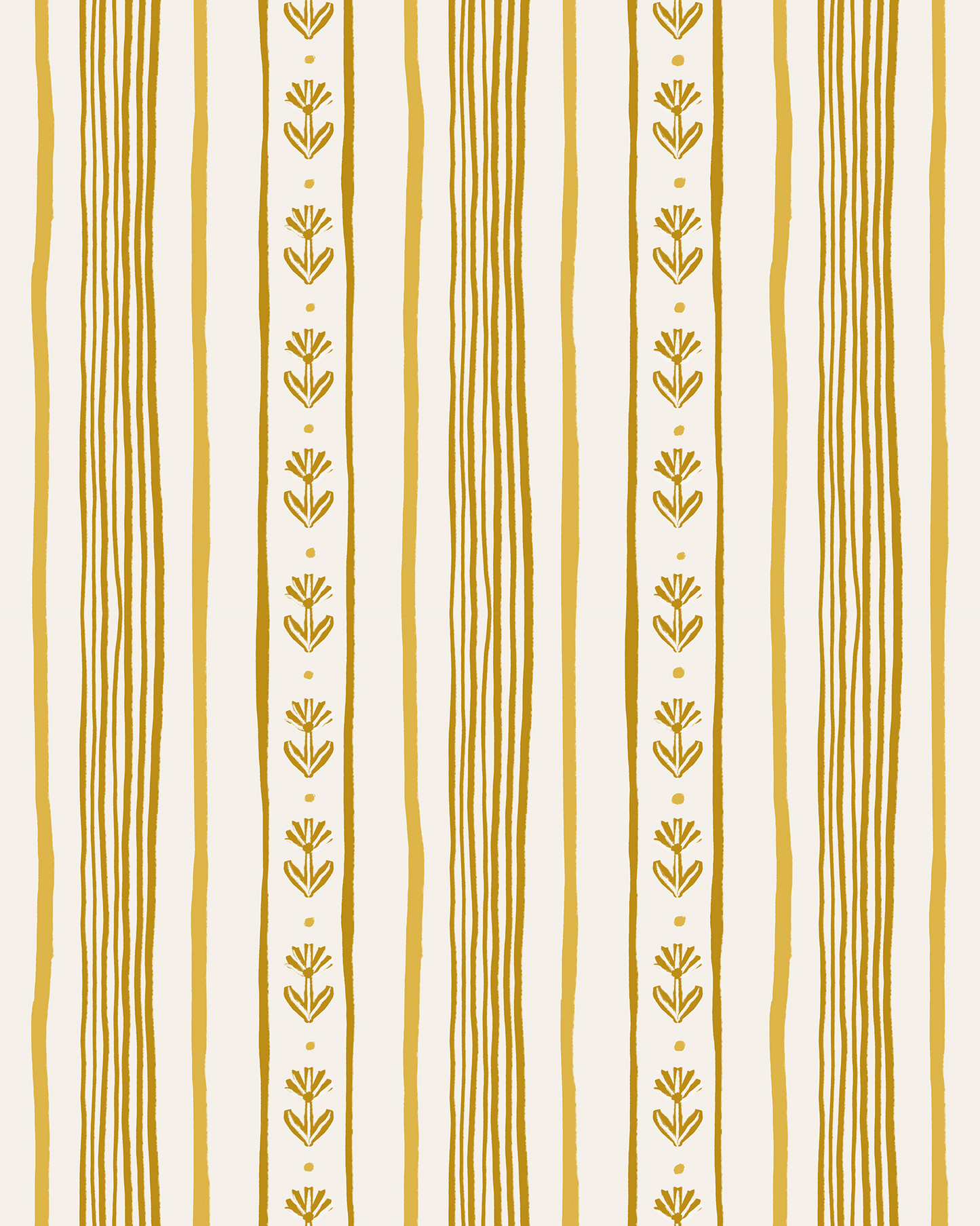 Daisy Chain Stripe Wallpaper, beige and yellow - mosswell.us