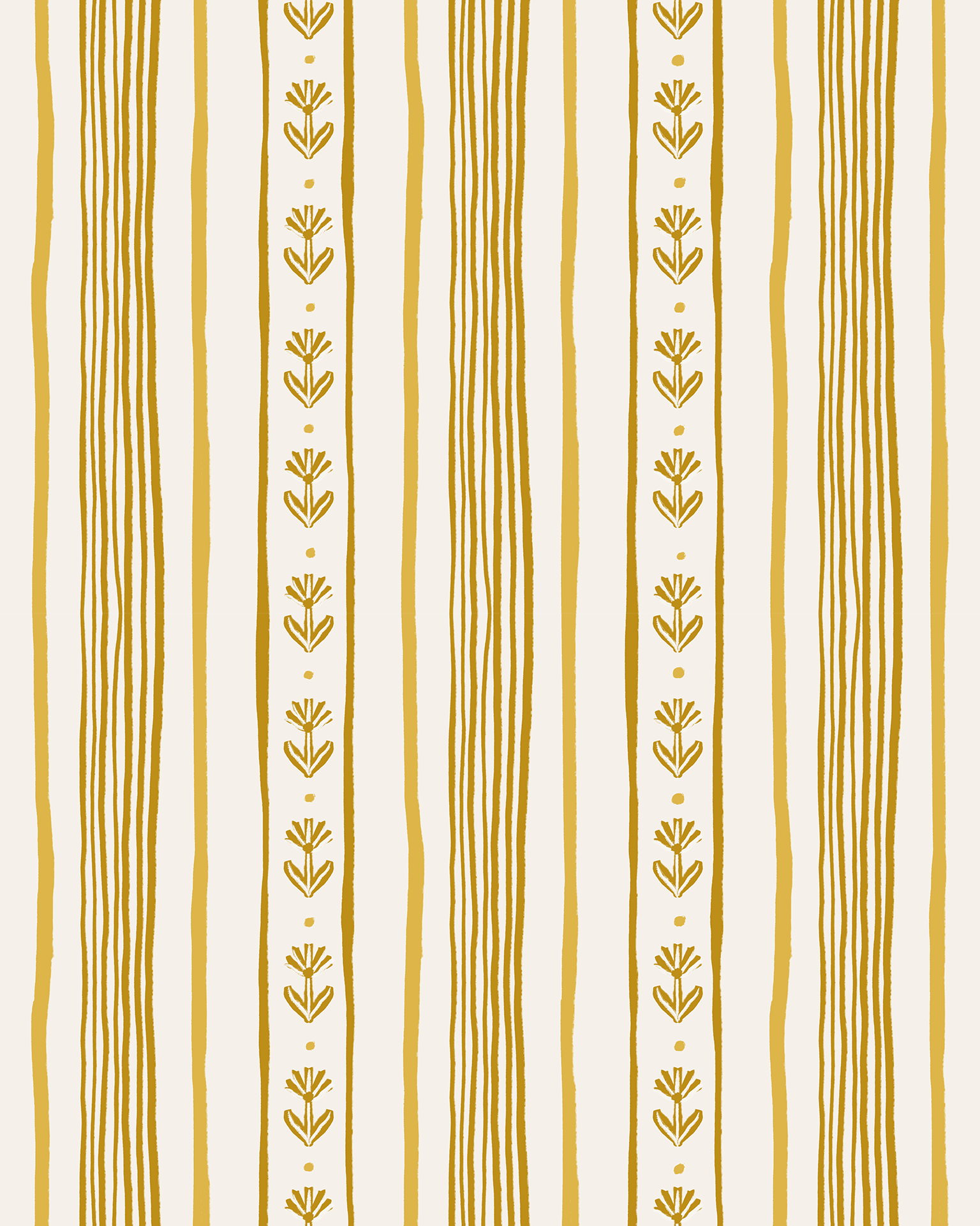 Daisy Chain Stripe Wallpaper, beige and yellow - mosswell.us