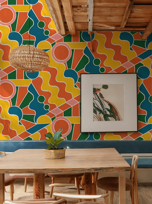 Day Trippin' Wallpaper, yellow, orange, pink and green - mosswell.us