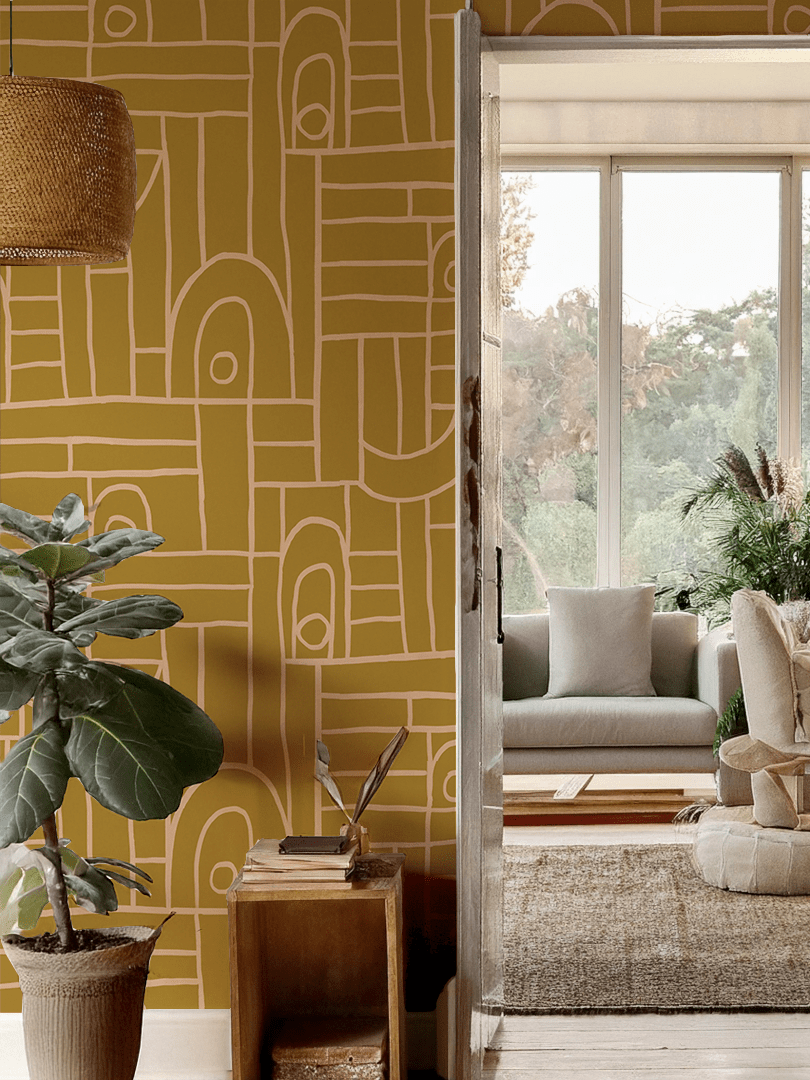 Deco Tile Wallpaper, mustard - mosswell.us