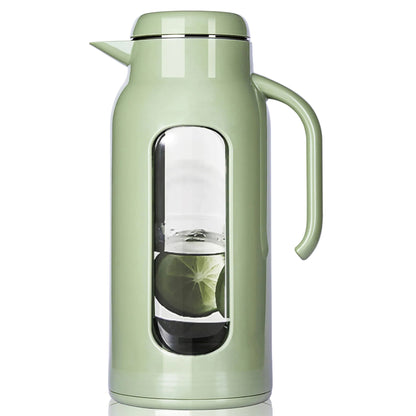 DELOVE Glass Pitcher with Lid&Shatterproof Shell - 2 Quart Heavy - duty Carafe & Jug with Filter Lid Boiling Water SafetyHeavy Duty Container for Water Juice Milk Tea Iced Coffee and Drinks - Green - mosswell.us