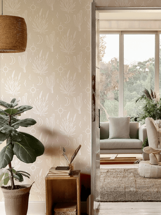 Desert Sky Wallpaper, small pattern, sand and white - mosswell.us