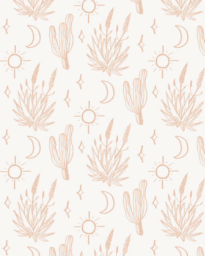 Desert Sky Wallpaper, small pattern, white and clay - mosswell.us