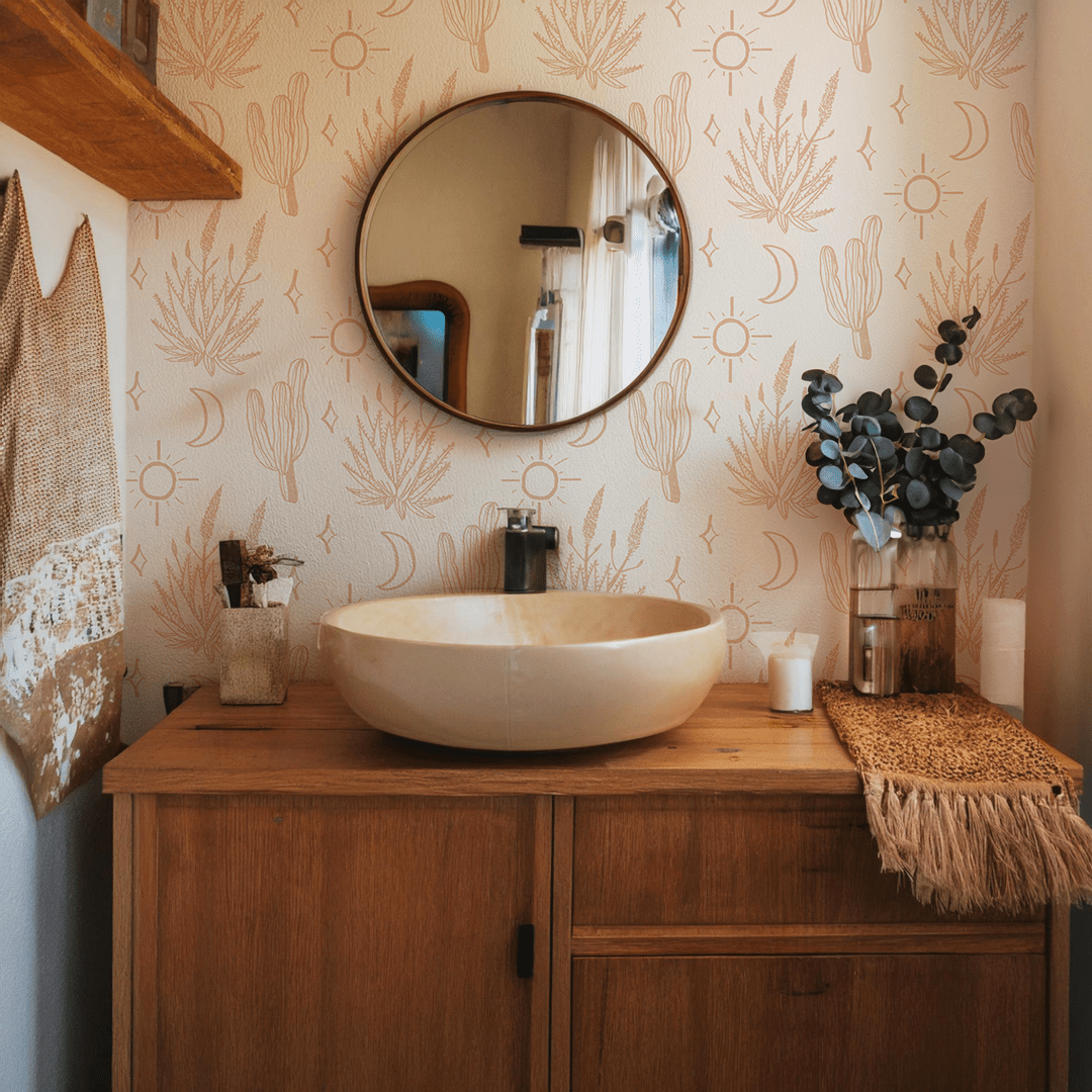 Desert Sky Wallpaper, small pattern, white and clay - mosswell.us