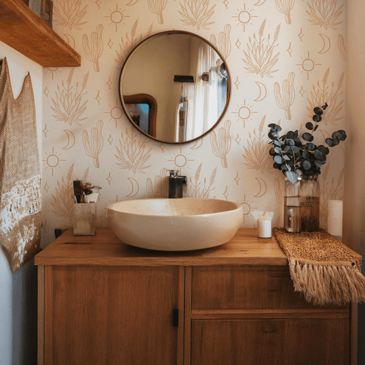 Desert Sky Wallpaper, small pattern, white and clay - mosswell.us