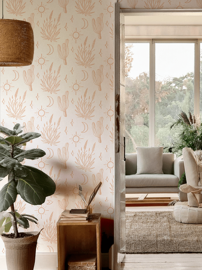 Desert Sky Wallpaper, small pattern, white and clay - mosswell.us