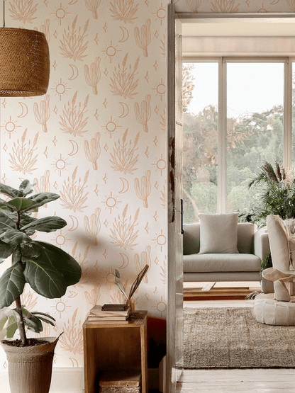 Desert Sky Wallpaper, small pattern, white and clay - mosswell.us