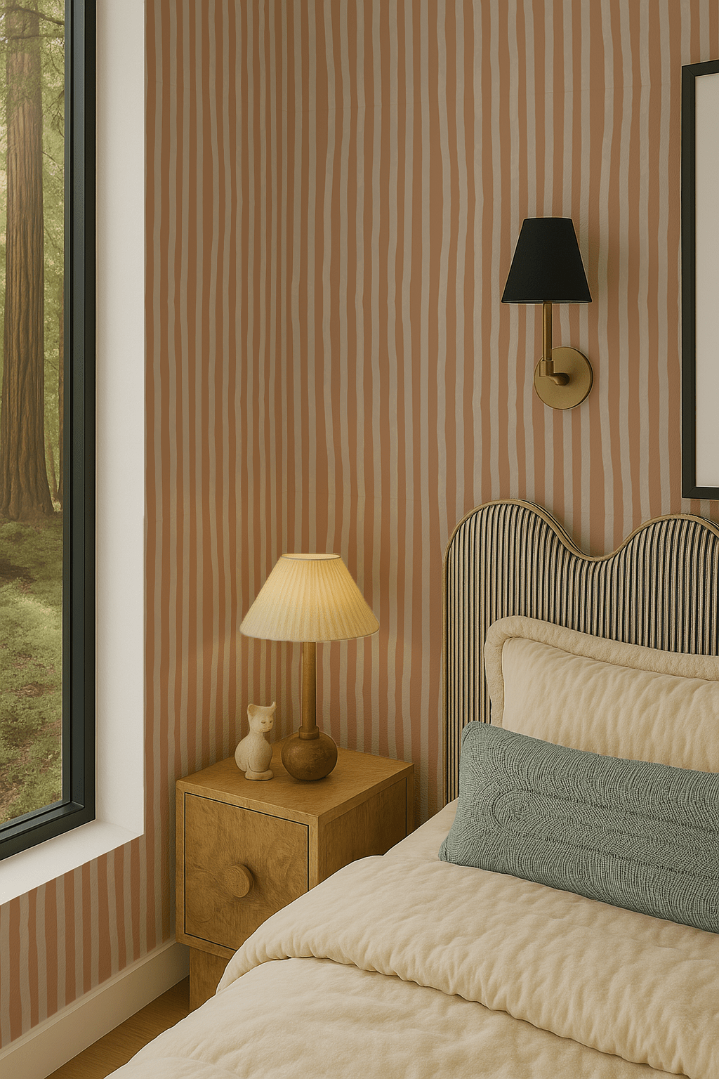 Dolce Stripe Wallpaper, apricot and off - white - mosswell.us