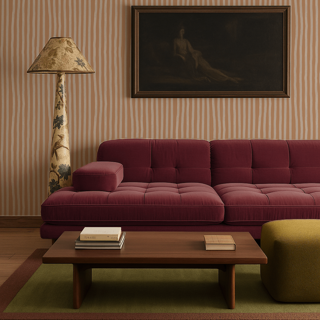 Dolce Stripe Wallpaper, apricot and off - white - mosswell.us