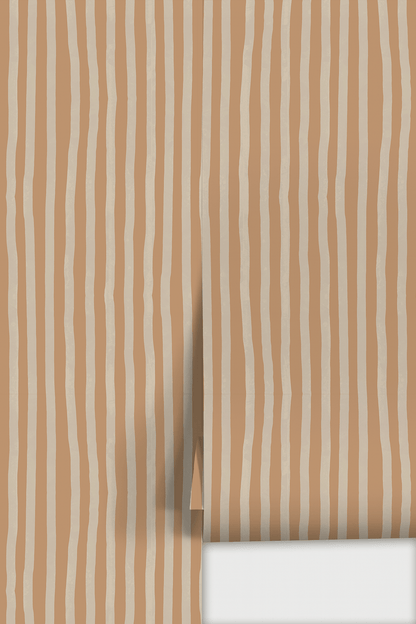 Dolce Stripe Wallpaper, apricot and off - white - mosswell.us