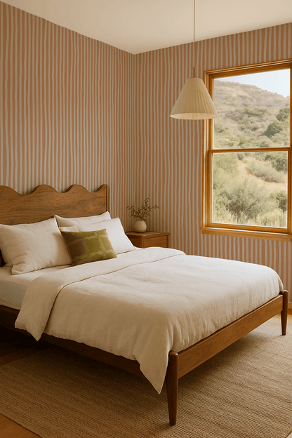 Dolce Stripe Wallpaper, apricot and off - white - mosswell.us