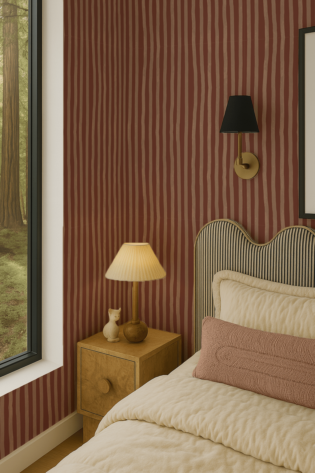 Dolce Stripe Wallpaper, brown and peach - mosswell.us