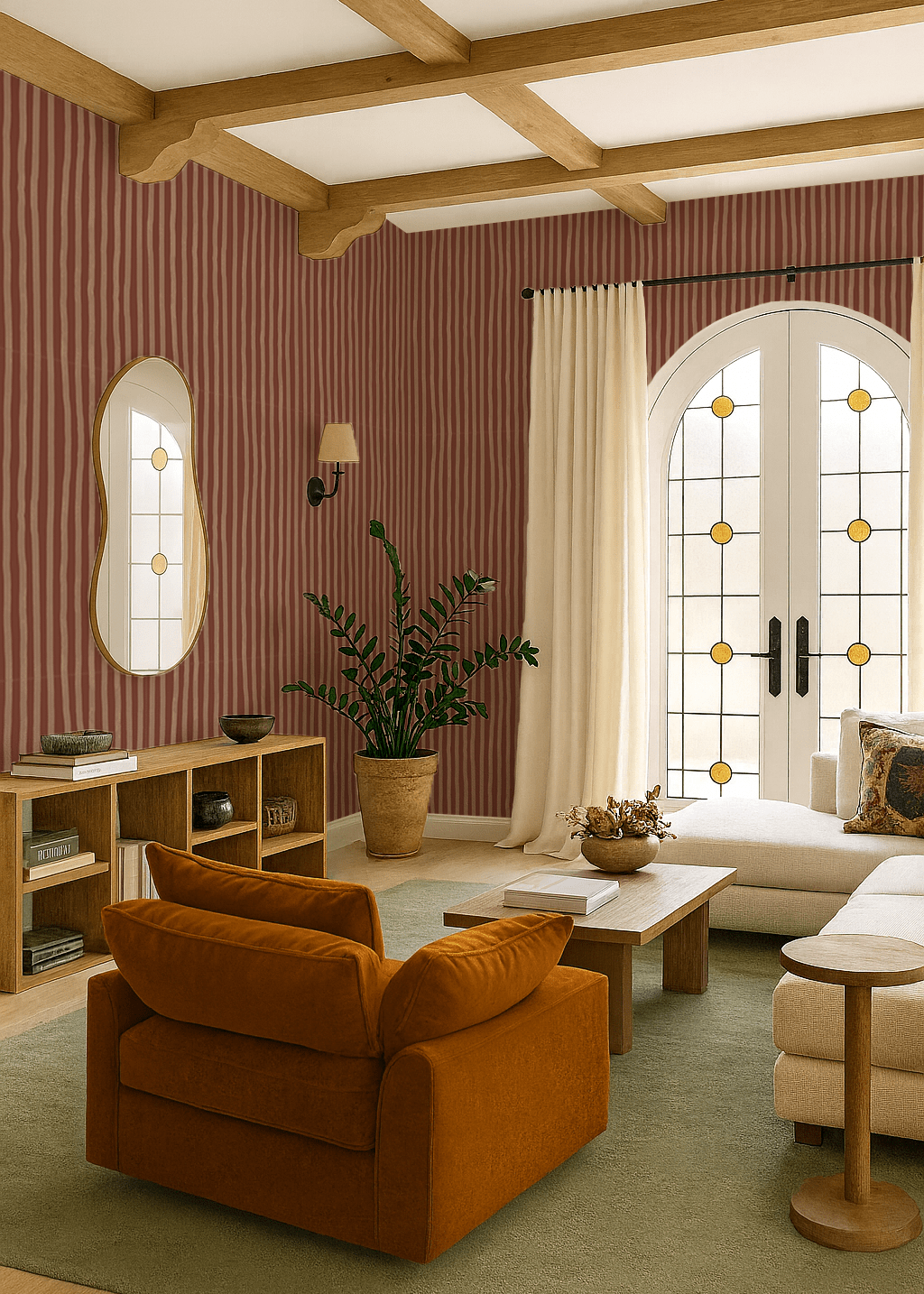 Dolce Stripe Wallpaper, brown and peach - mosswell.us