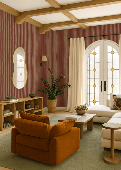 Dolce Stripe Wallpaper, brown and peach - mosswell.us