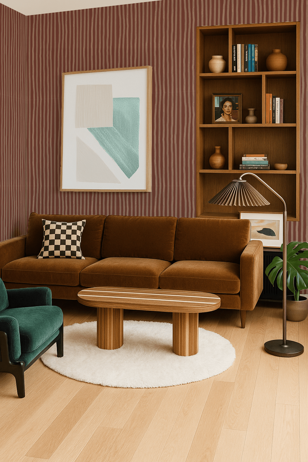 Dolce Stripe Wallpaper, brown and peach - mosswell.us