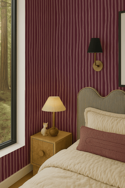 Dolce Stripe Wallpaper, eggplant and mauve - mosswell.us