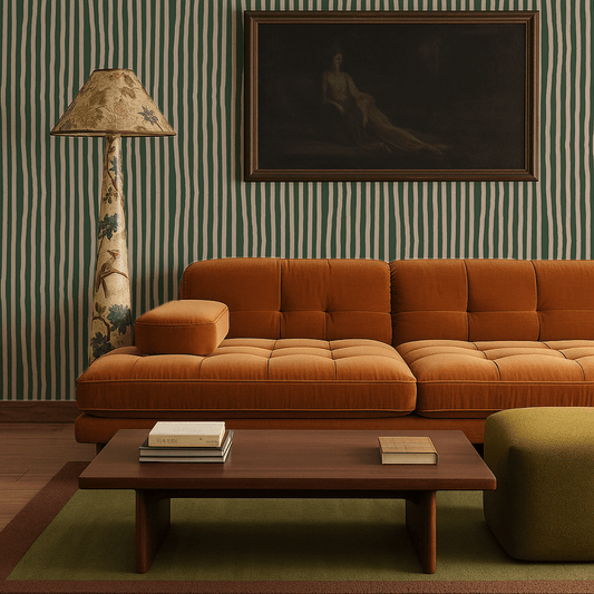 Dolce Stripe Wallpaper, green and beige - mosswell.us