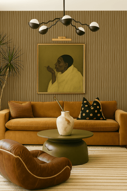 Dolce Stripe Wallpaper, mustard yellow and butter - mosswell.us