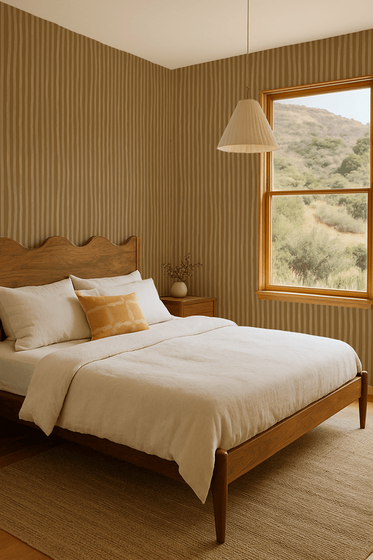 Dolce Stripe Wallpaper, mustard yellow and butter - mosswell.us