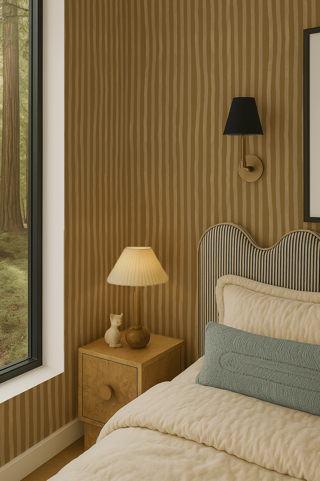 Dolce Stripe Wallpaper, mustard yellow and butter - mosswell.us