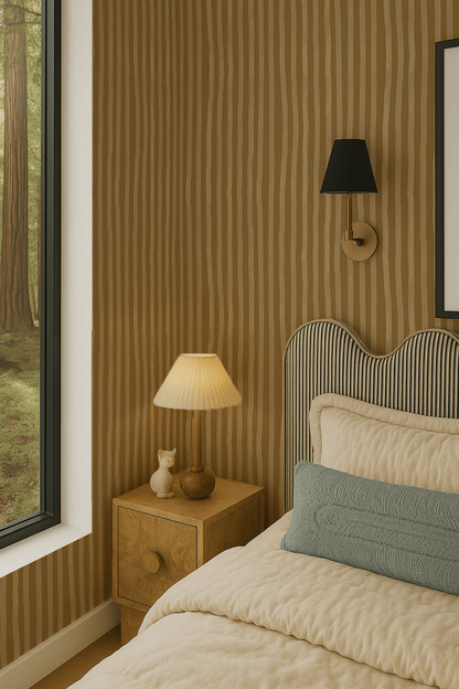 Dolce Stripe Wallpaper, mustard yellow and butter - mosswell.us