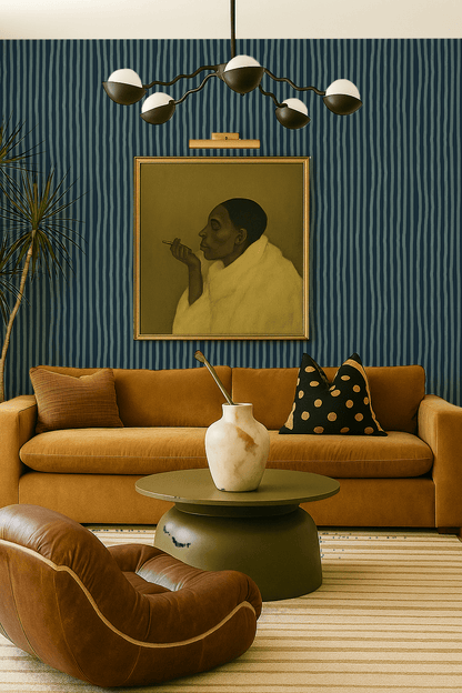 Dolce Stripe Wallpaper, navy and light blue - mosswell.us