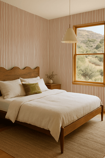 Dolce Stripe Wallpaper, off - white and peach - mosswell.us