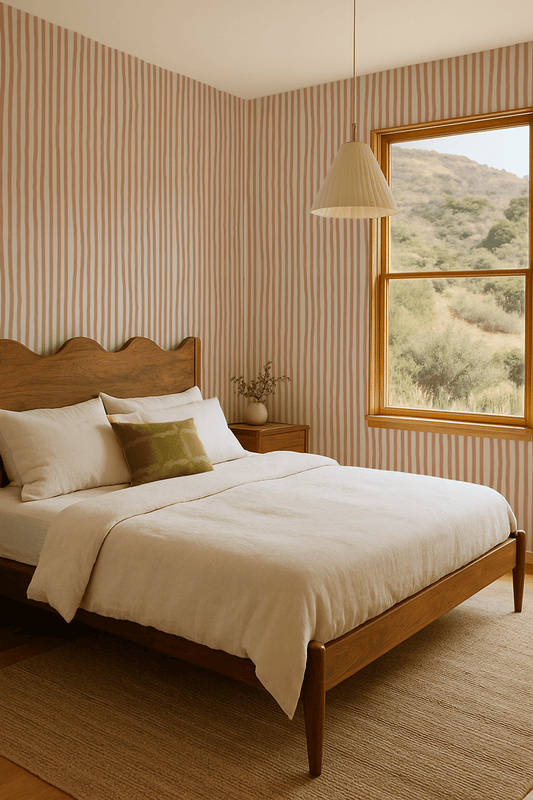Dolce Stripe Wallpaper, off - white and peach - mosswell.us