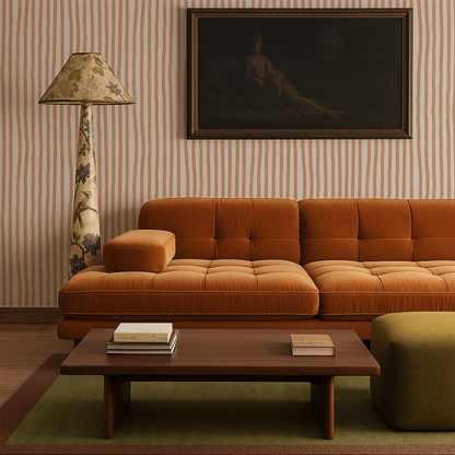 Dolce Stripe Wallpaper, off - white and peach - mosswell.us
