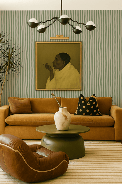 Dolce Stripe Wallpaper, off - white and sage - mosswell.us