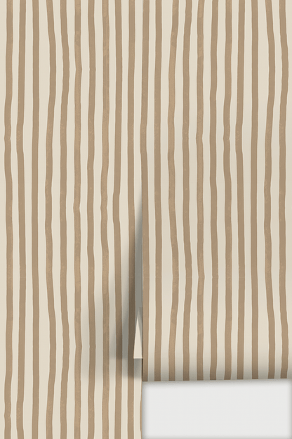 Dolce Stripe Wallpaper, off - white and tan - mosswell.us