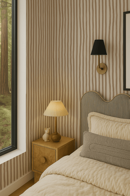 Dolce Stripe Wallpaper, off - white and tan - mosswell.us