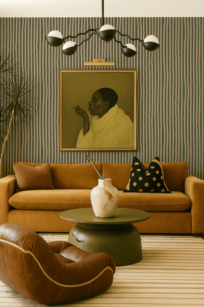 Dolce Stripe Wallpaper, olive green and tan - mosswell.us