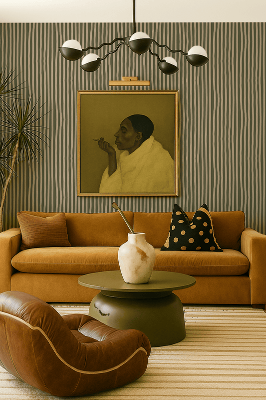 Dolce Stripe Wallpaper, olive green and tan - mosswell.us