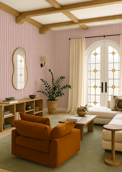 Dolce Stripe Wallpaper, primrose pink - mosswell.us
