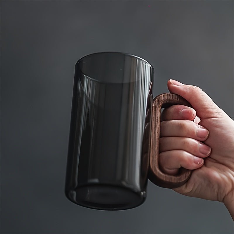 Ecofriendly Glass Mug Set with Dark Walnut Handle - mosswell.us