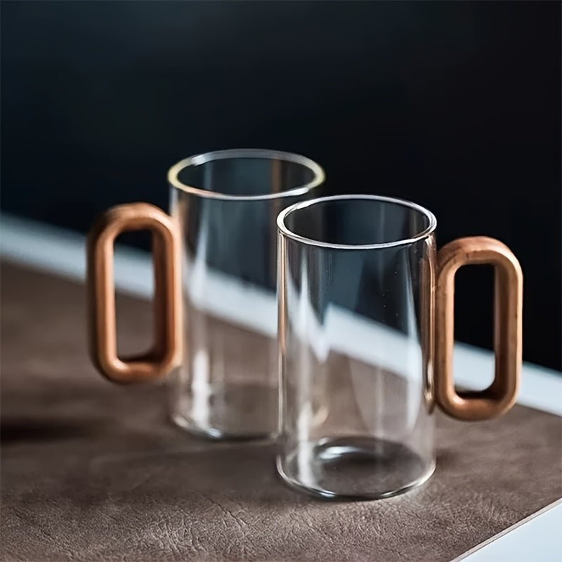 Ecofriendly Glass Mug Set with Dark Walnut Handle - mosswell.us