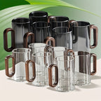 Ecofriendly Glass Mug Set with Dark Walnut Handle - mosswell.us