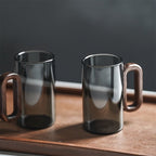 Ecofriendly Glass Mug Set with Dark Walnut Handle - mosswell.us