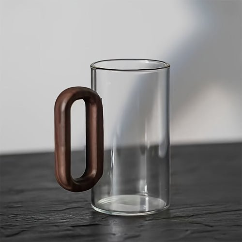 Ecofriendly Glass Mug Set with Dark Walnut Handle - mosswell.us