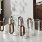 Ecofriendly Glass Mug Set with Dark Walnut Handle - mosswell.us
