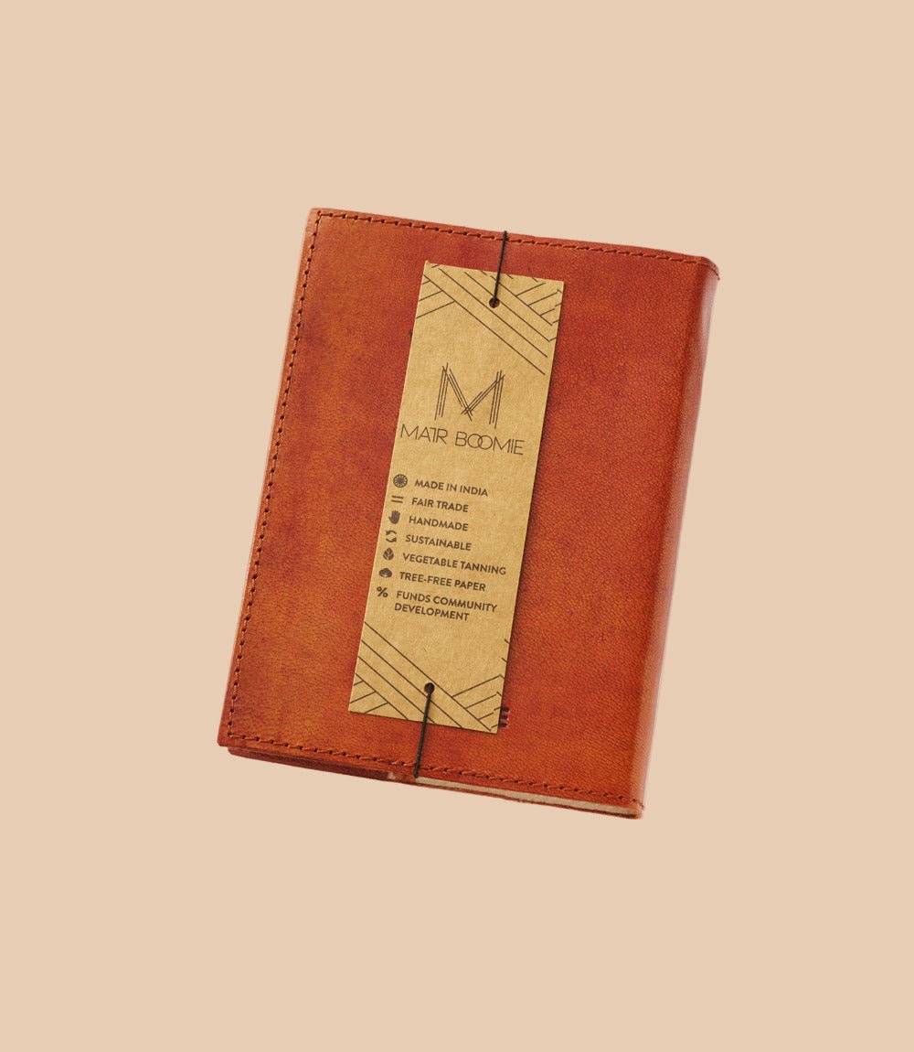 Embossed Brown Leather Moon Phase 5x7 Journal - Refillable - mosswell.us