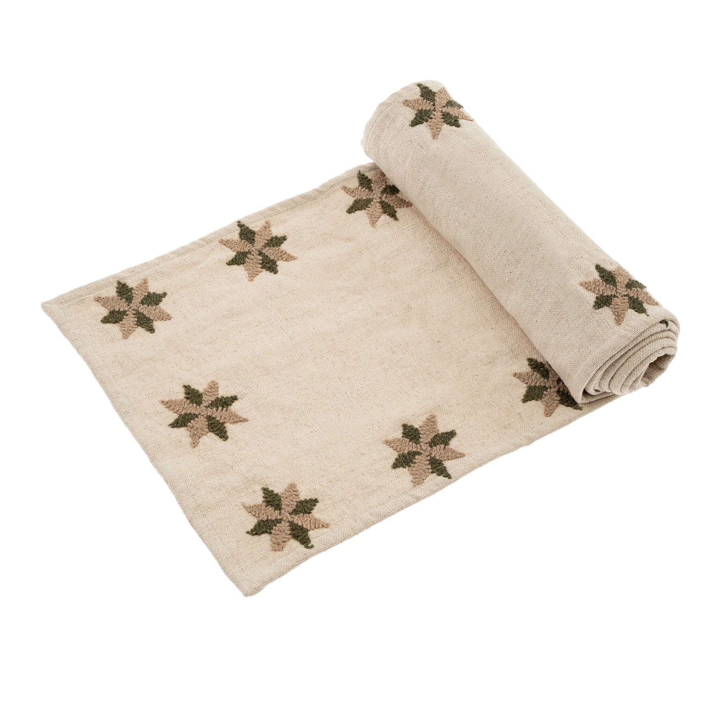 Embroidered Star Table Runner Green - mosswell.us