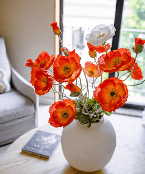 Faux Large Silk Poppy Flower Stem 41" Tall - mosswell.us