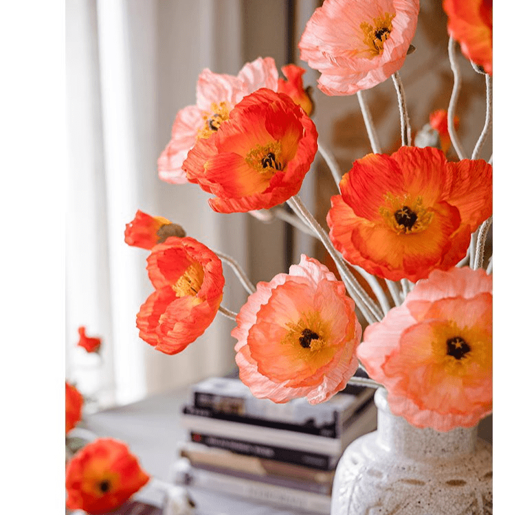 Faux Large Silk Poppy Flower Stem 41" Tall - mosswell.us