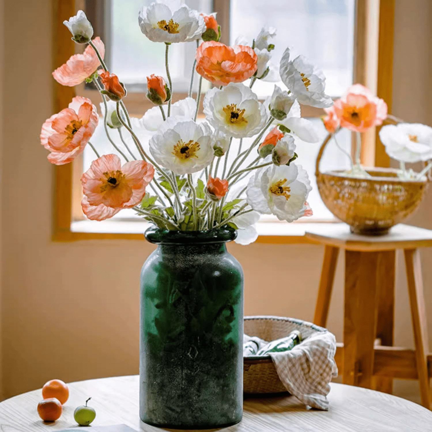Faux Large Silk Poppy Flower Stem 41" Tall - mosswell.us