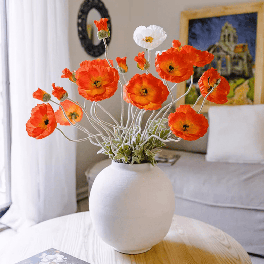Faux Large Silk Poppy Flower Stem 41" Tall - mosswell.us