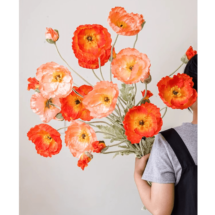 Faux Large Silk Poppy Flower Stem 41" Tall - mosswell.us