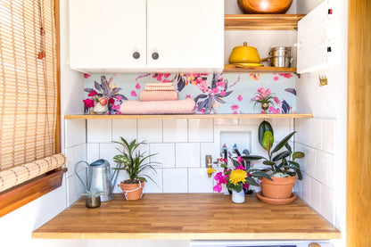 Floral Loquat Wallpaper, blue - mosswell.us